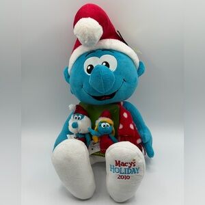 The Smurfs With Finger Pals Holiday Smurf Plush with Santa Hat 2010